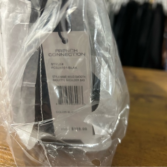 French Connection Maud Smooth Baguette Shoulder Bag and Crossbody Black NWT - Picture 9 of 10